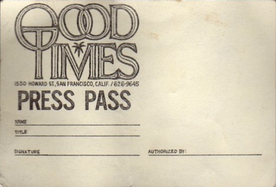 Good Times press pass