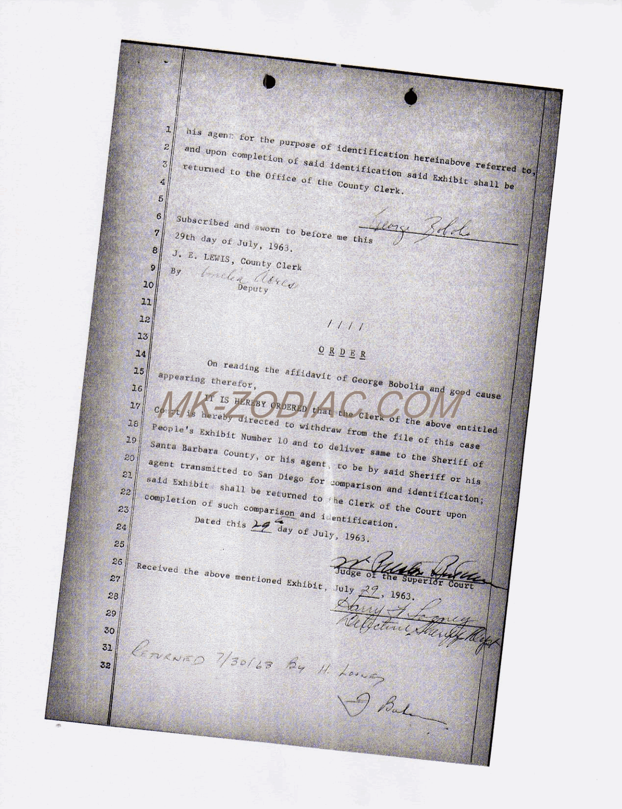 affidavit for temporary release of Exhibit #10 - page 2