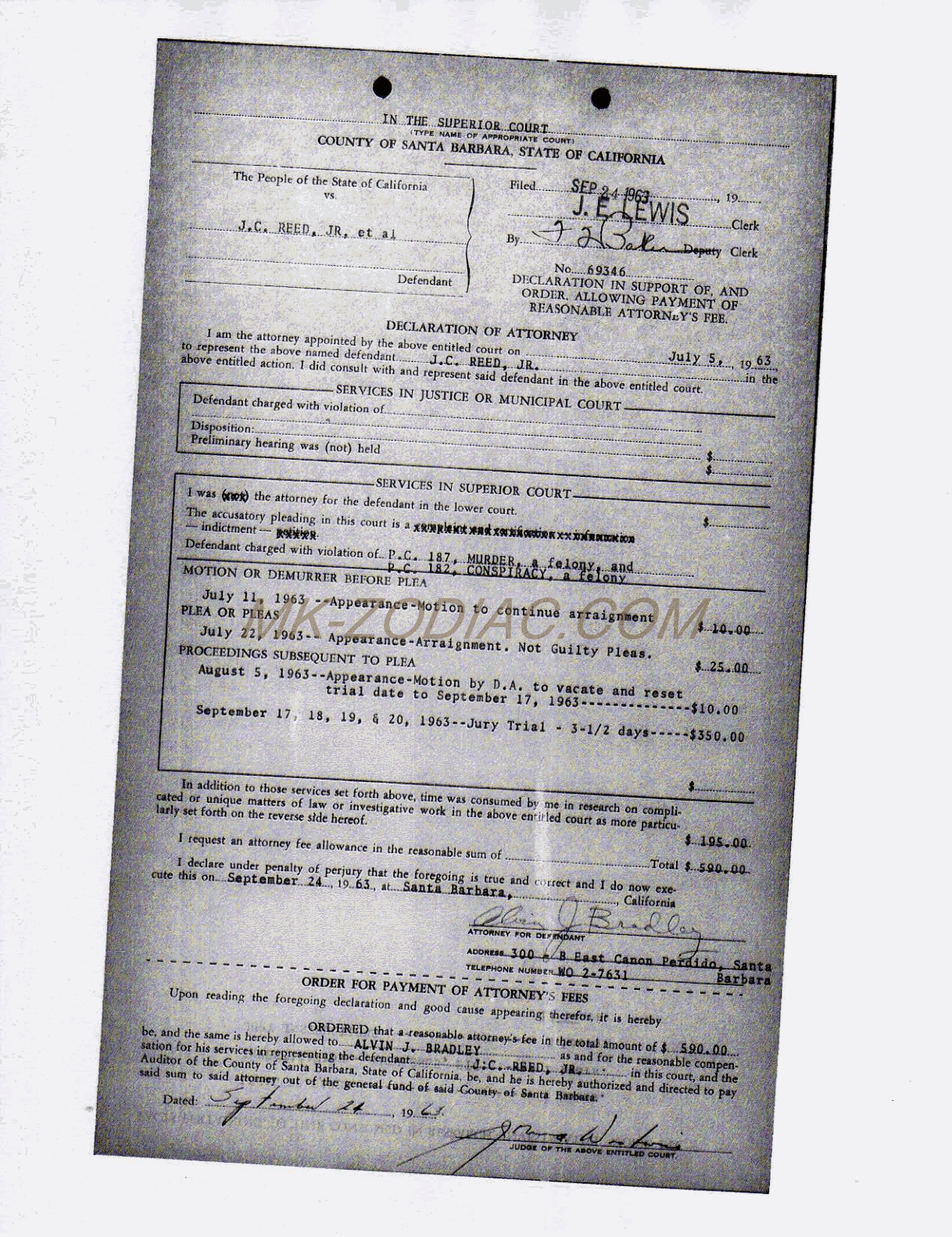 declaration of attorney for Reed - page 1
