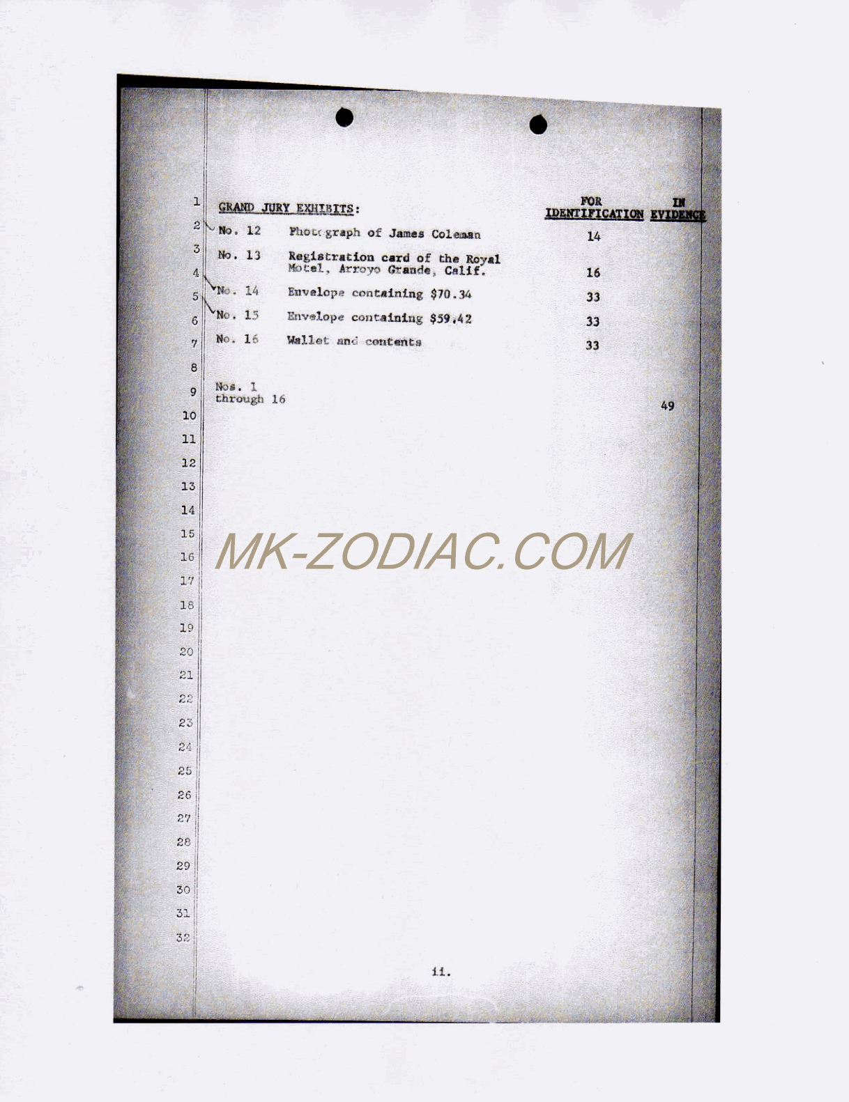 index of witnesses and list of exhibits - page 2